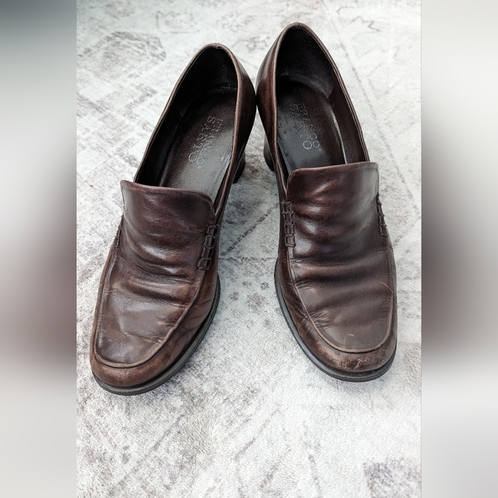 Franco Sarto Leather Shoes Size 7 1/2 M.Made in Brazil .